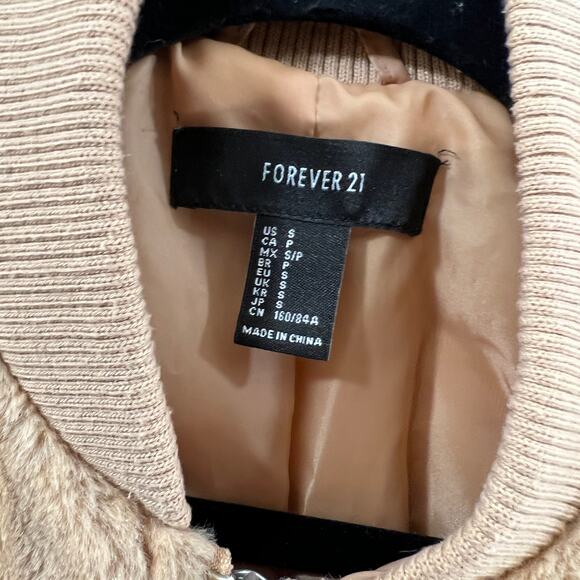 FOREVER 21 Faux Fur Jacket Womens Small Light Brown Full Zip Lightweight - Picture 3 of 9